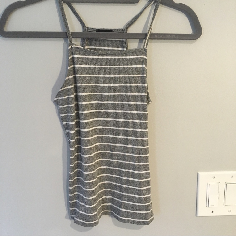 Love Culture gray and white striped tank